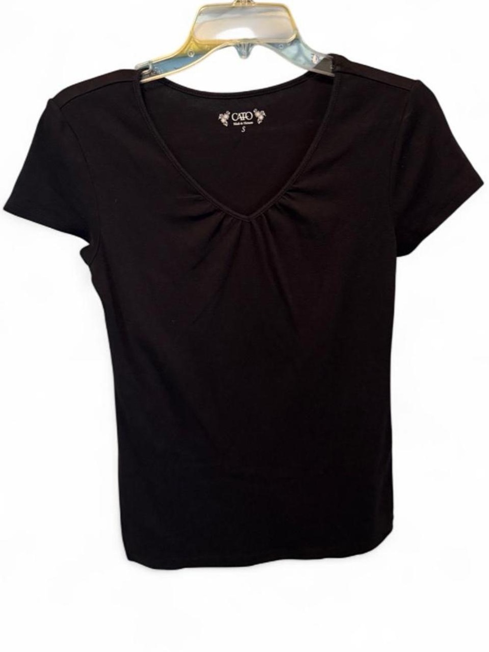 Cato Black Short Sleeve V-Neck Tee
